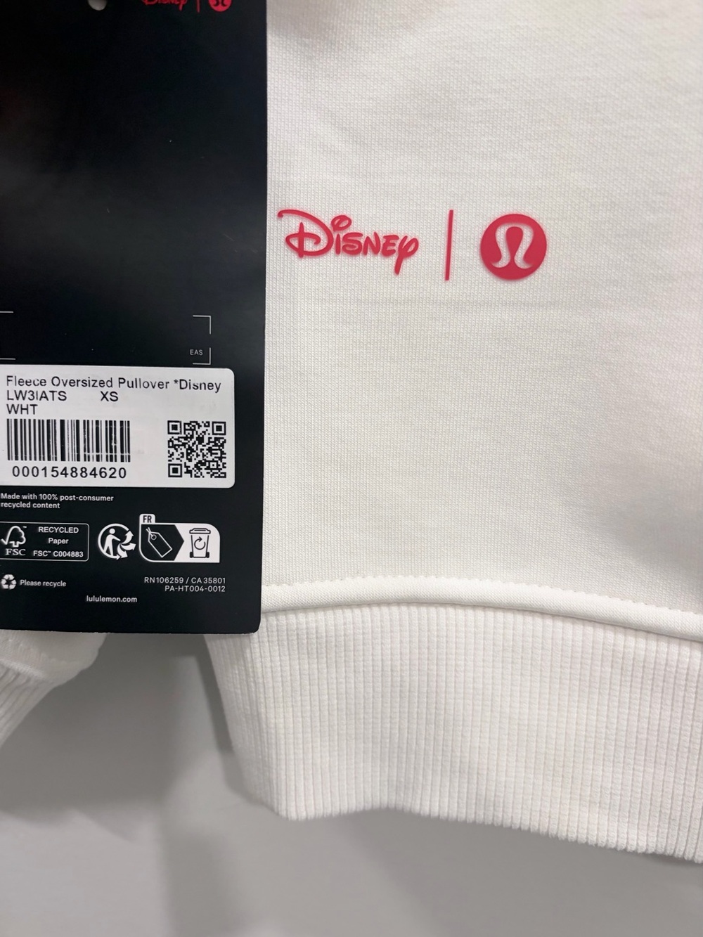 Disney × Lululemon Mickey Mouse Oversized Pullover Sweatshirt - White / Size XS - Picture 5 of 7